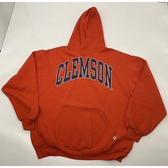 Russell Athletic Other - Vtg Clemson Tigers Hoodie Mens Size XL Orange 90s Sweatshirt Spellout Ma…